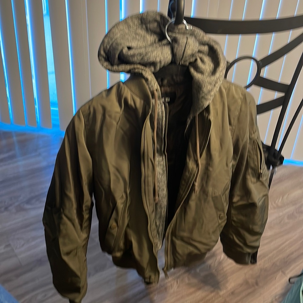 Bomber jacket with a hood. size small
